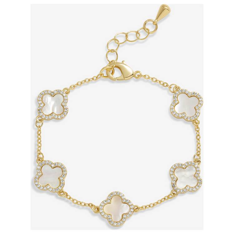 Jon Richard Gold Plated Mother of Pearl Clover Bracelet  0