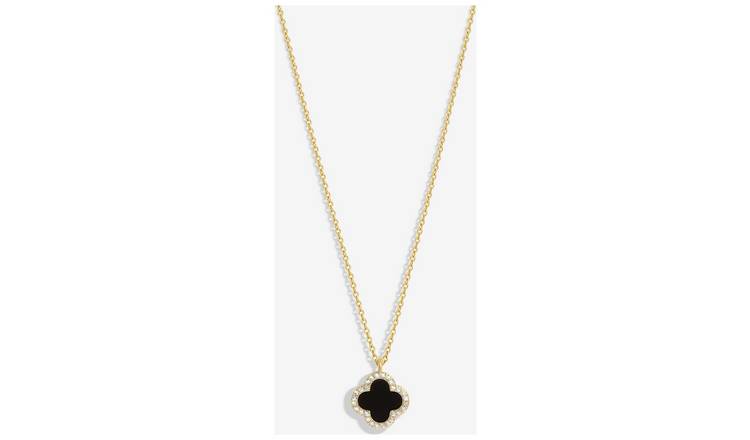 Jon Richard Gold Plated Jet Clover Pendant Necklace