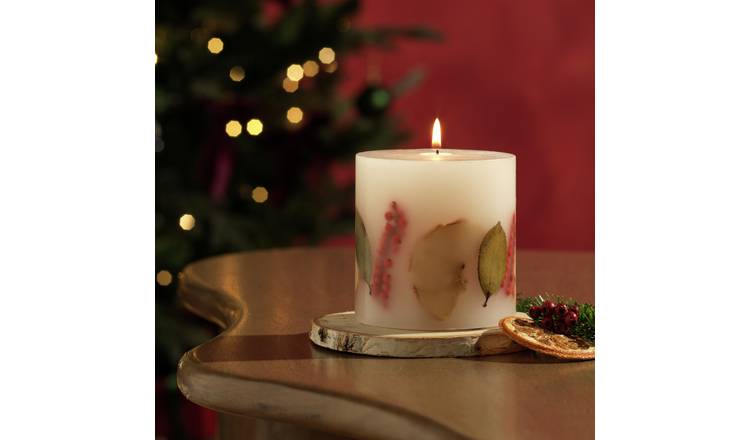 Argos Home Large Inclusion Pillar Candle - Christmas Spice