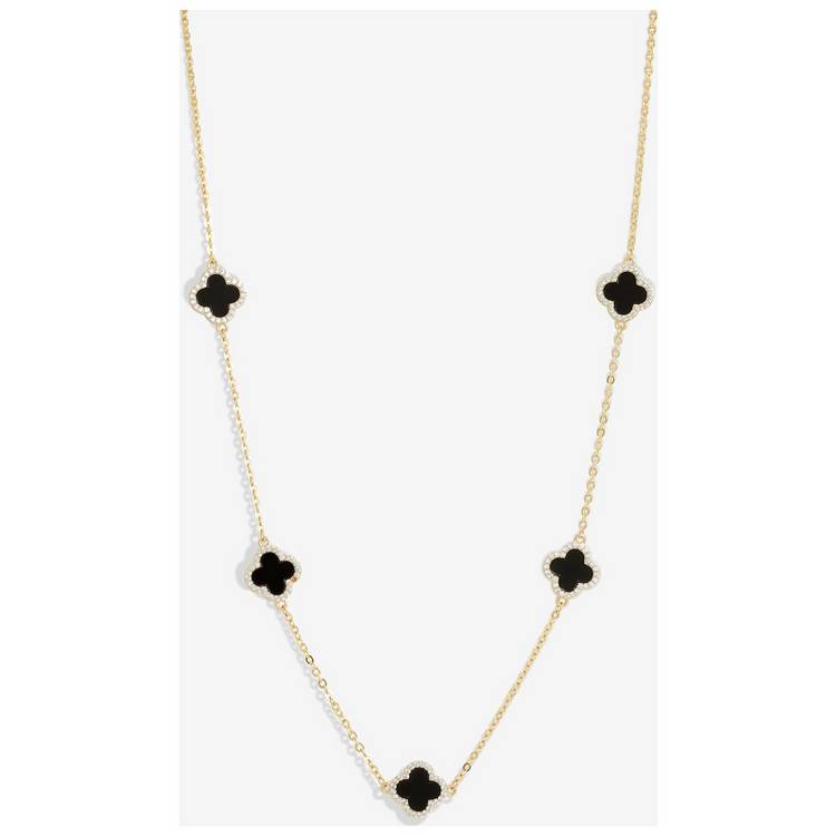 Jon Richard Gold Plated and Jet Station Clover Necklace 0