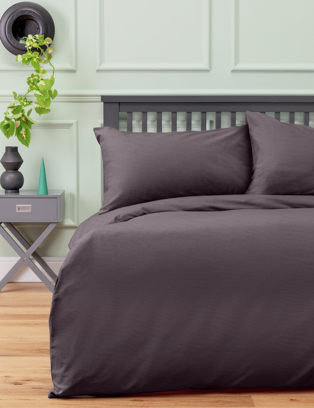 Argos Home Brushed Cotton Charcoal Bedding Set - Kingsize