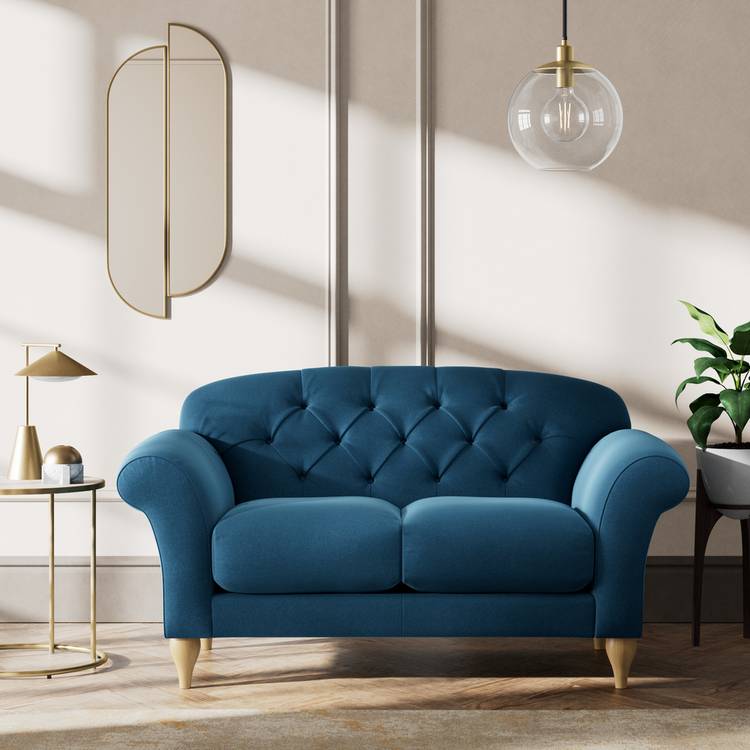 Habitat Brooker Velvet  2 Seater Sofa - Ink Blue - Ash Leg 0