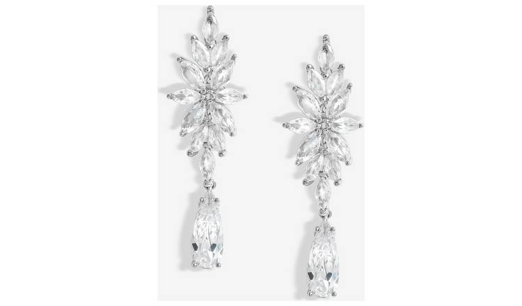 Jon Richard Cubic Zirconia Floral Drop Earrings 