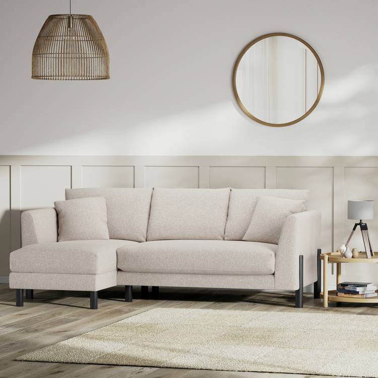 Habitat Aston Left Hand Corner Sofa - Natural - Black Leg 0