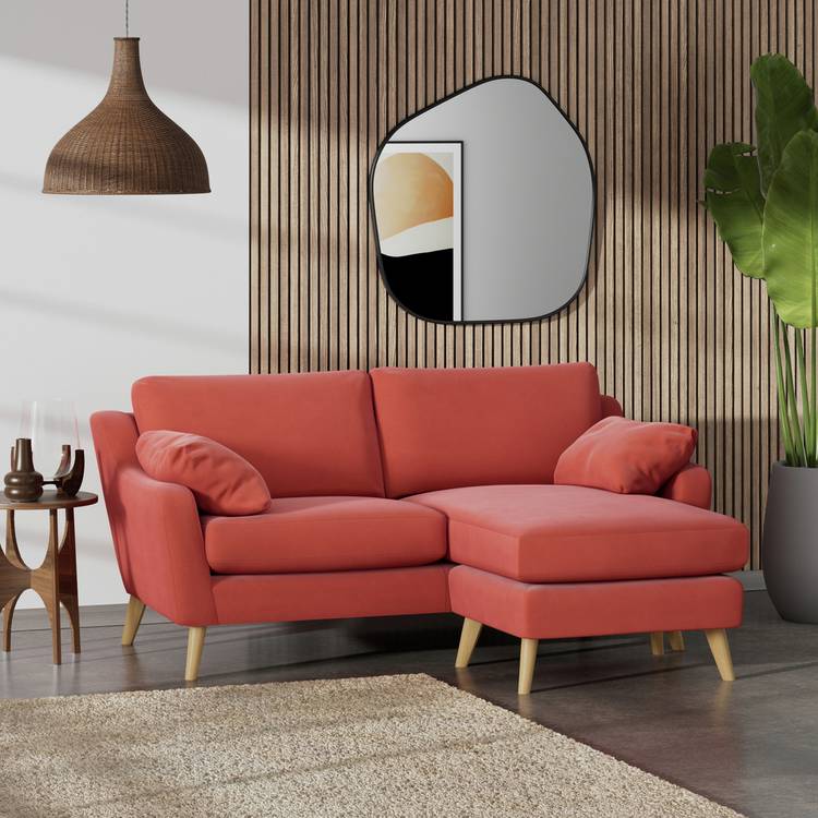 Habitat Ivor Right Hand Corner Sofa - Papaya - Ash Leg 0