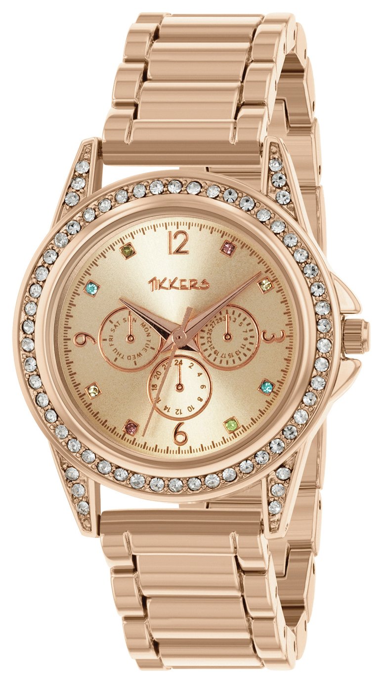 Tikkers Rose Gold Coloured Stoneset Dial Watch