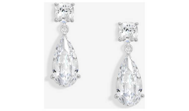 Jon Richard Cubic Zirconia Mixed Stone Peardrop Earrings 
