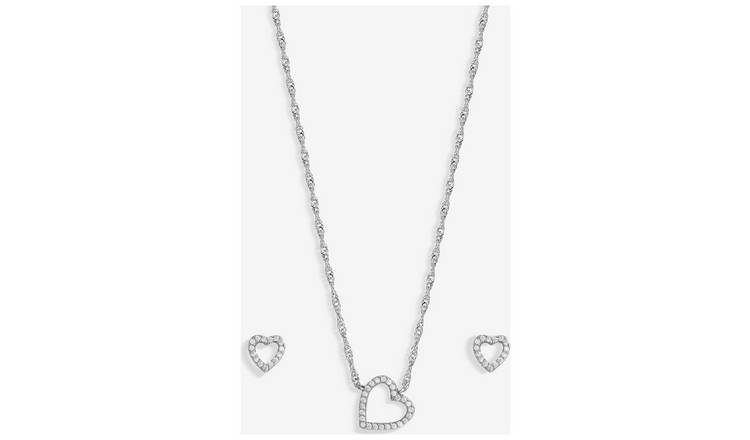 Jon Richard Cubic Zirconia Open Heart Pendant & Earring Set
