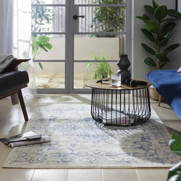 Habitat Traditional Natural & Blue Cut Pile Rug - 170x120cm 0