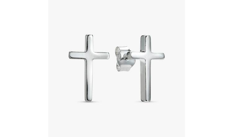 Revere Sterling Silver Cross Stud Earrings 