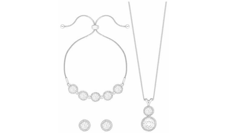 Jon Richard Cubic Zirconia Halo Solitaire Jewellery Set