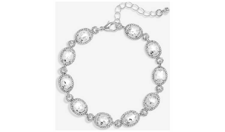 Jon Richard Silver Plated Crystal Stone Halo Bracelet