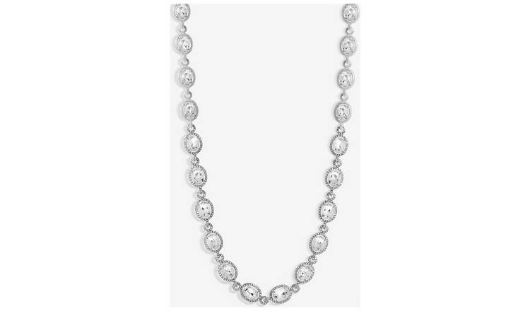 Jon Richard Silver Plated Crystal Stone Halo Necklace