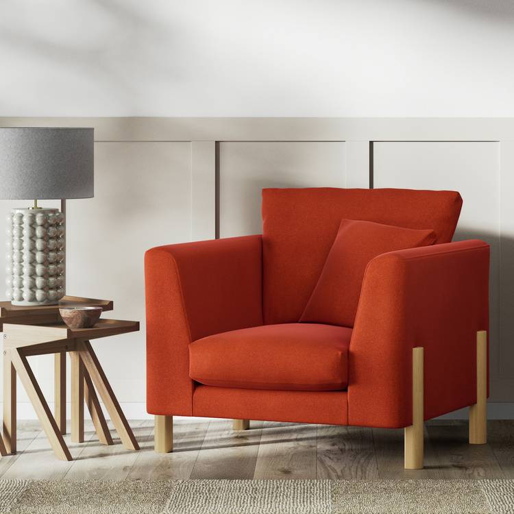Habitat Aston Velvet Armchair - Burnt Orange - Ash Leg 0