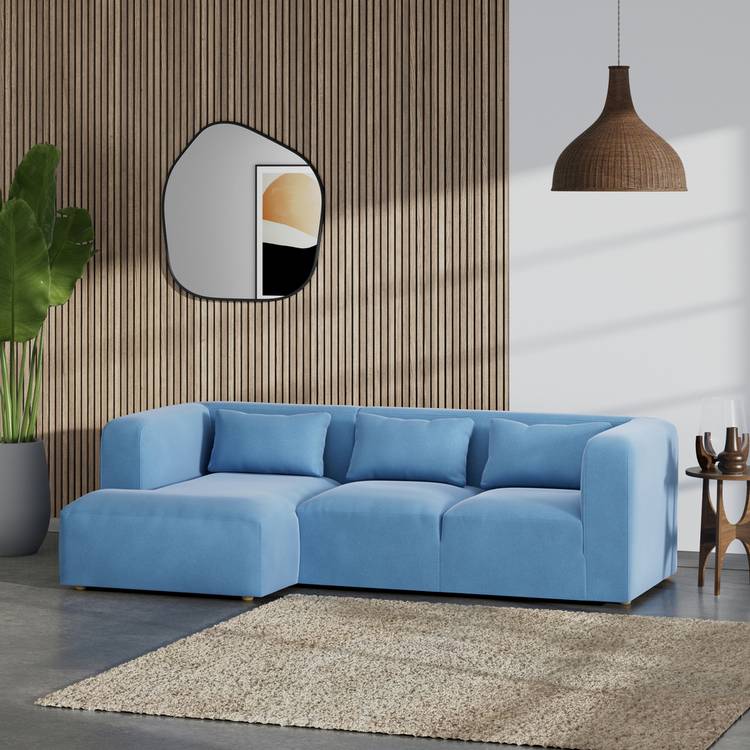 Habitat Lars Left Hand Corner Sofa - Sky Blue - Ash Leg 0