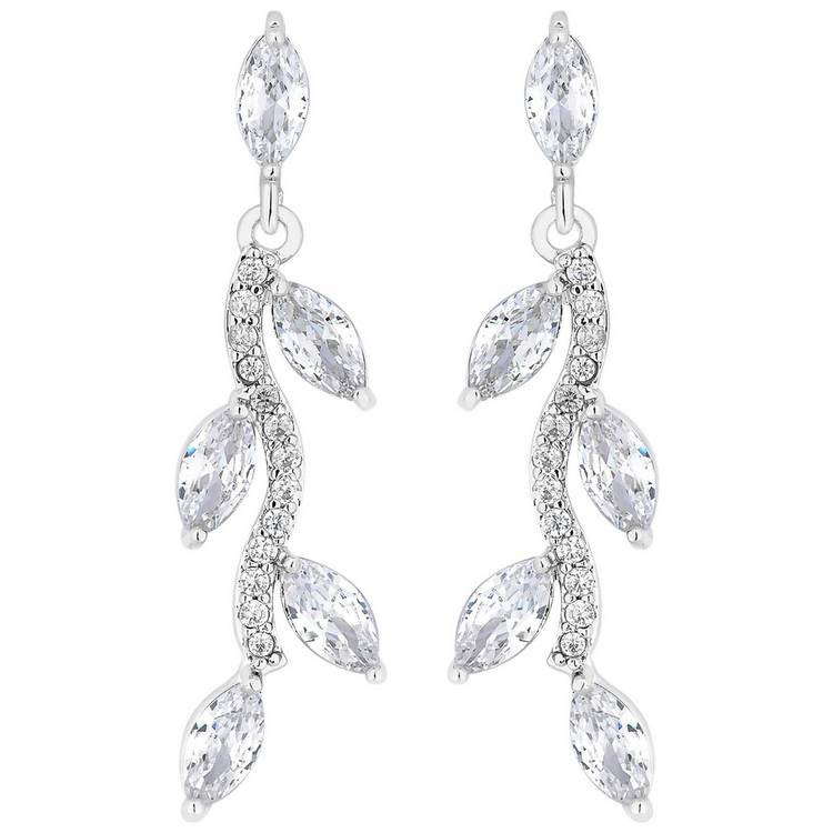 Jon Richard Cubic Zirconia Crystal Leaf Drop Earrings 0