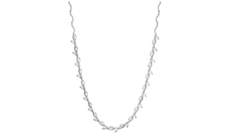 Jon Richard Cubic Zirconia Pave Wave Leaf Necklace 