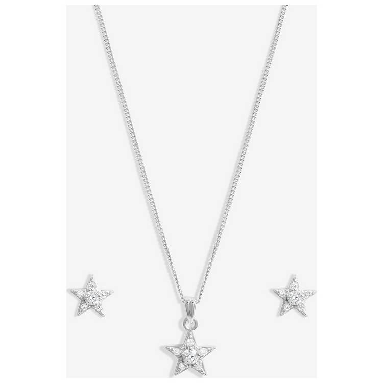 Simply Silver Cubic Zirconia Celestial Pendant & Earring Set 0