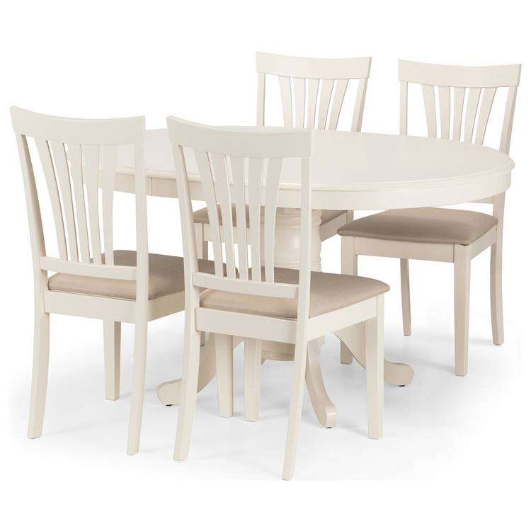 Julian Bowen Stanmore Extending Dining Table &4 Ivory Chairs 0