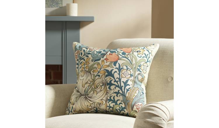 Habitat x Morris & Co. Golden Lily Cushion - Blue - 50x50cm