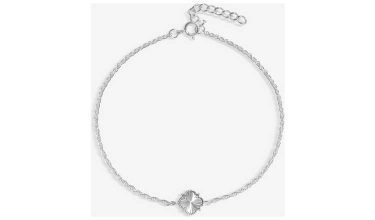 Simply Silver Cubic Zirconia Diamond Cut Clover Bracelet