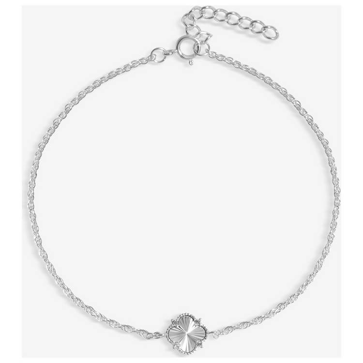 Simply Silver Cubic Zirconia Diamond Cut Clover Bracelet 0