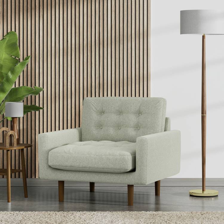 Habitat Fenner Fabric Armchair - Sage Green - Dark Leg 0