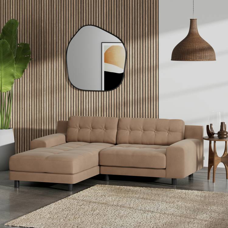 Habitat Hendricks Left Hand Corner Sofa - Latte - Black Leg 0
