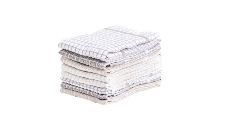 Argos Home Terry Pack of 8 Tea Towels - Neutral