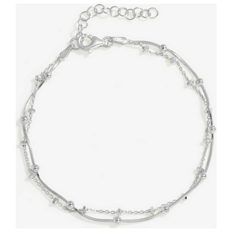 Simply Silver Sterling Silver Double Row Ball Chain Bracelet 0