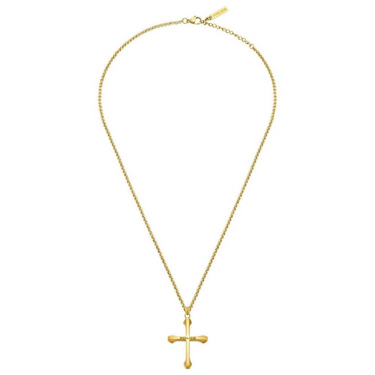 Police Stainless Steel Gold Plated Cross Pendant Necklace 0
