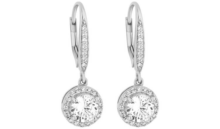 Simply Silver Sterling Silver Halo Drop Earrings
