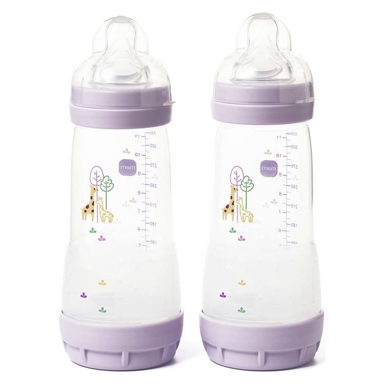 Mam Anti- Colic 320 ML Bottles 2 Pack - Pink 0