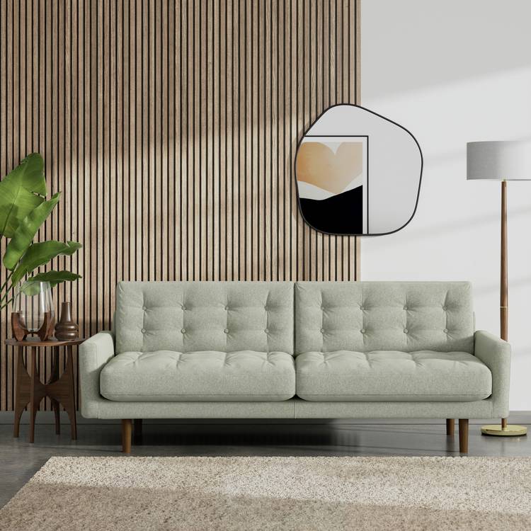 Habitat Fenner Fabric 3 Seater Sofa - Sage Green - Dark Leg 0