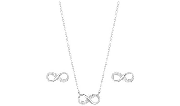 Simply Silver Sterling Silver Infinity Pendant & Earring Set