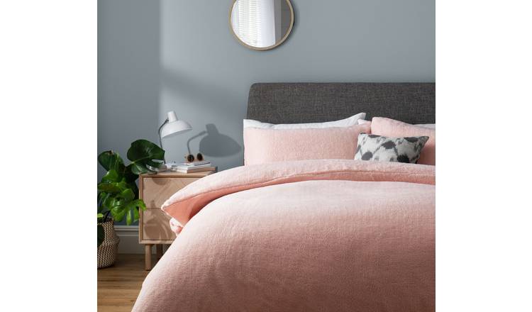 Buy Argos Home Fleece Plain Blush Bedding Set Single Duvet cover sets Argos