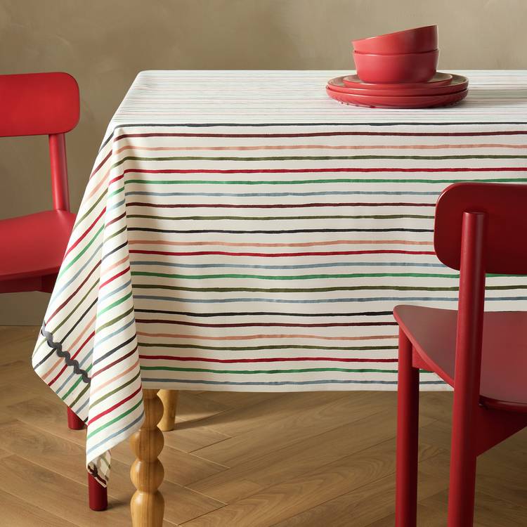 Habitat Stripe Table Cloth - Cream 0