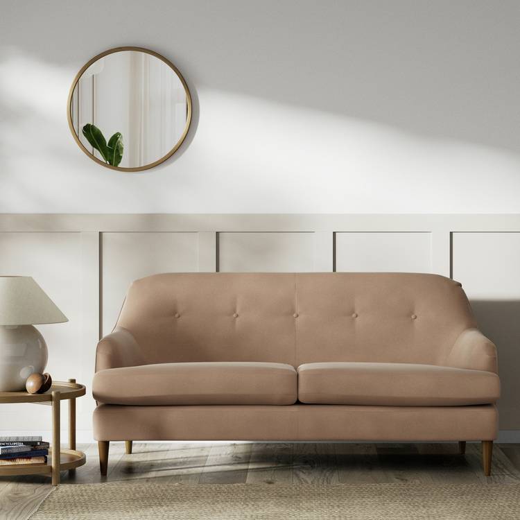 Habitat Frome Velvet 2 Seater Sofa - Latte - Dark Leg 0
