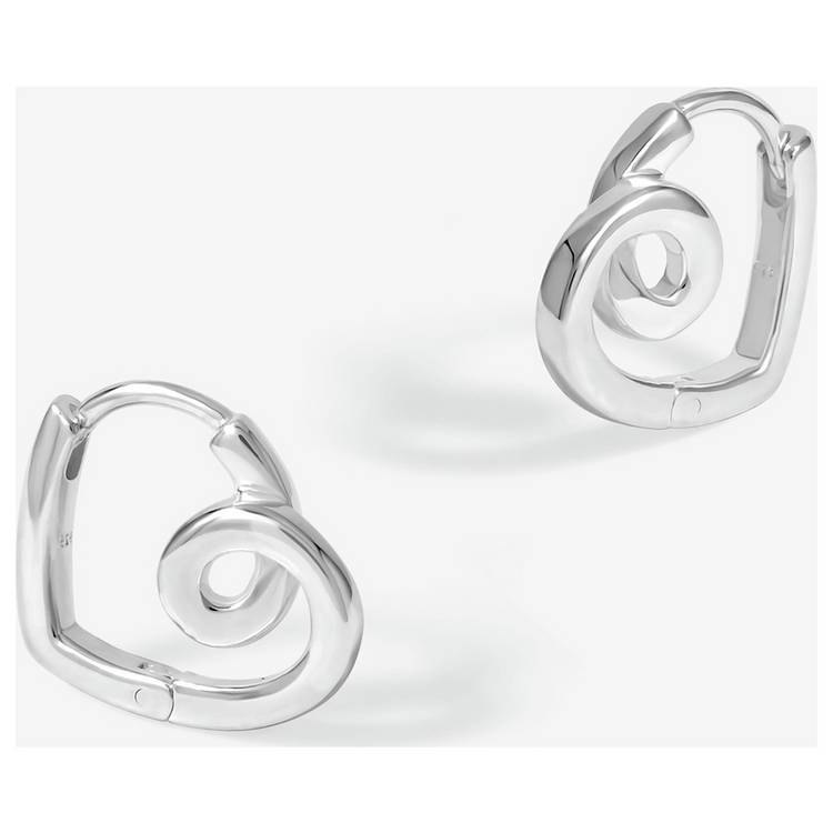 Simply Silver Sterling Silver Swirl Heart Hoop Earrings 0