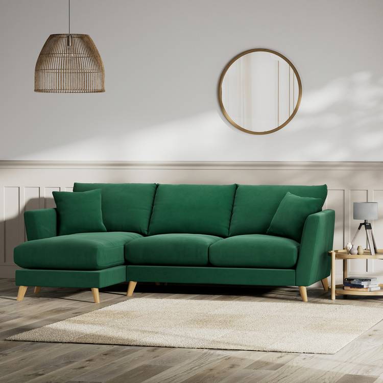 Habitat Lomond Left Hand Corner Sofa - Green - Ash Leg 0