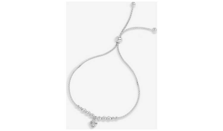 Simply Silver Sterling Silver Textured Heart Bracelet