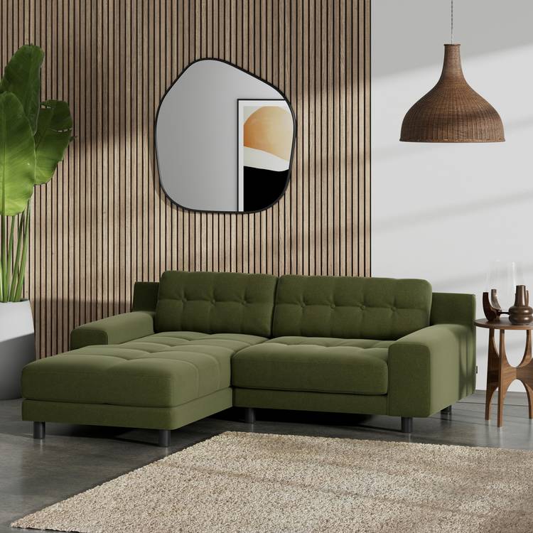 Habitat Hendricks Left Hand Corner Sofa - Moss Green 0