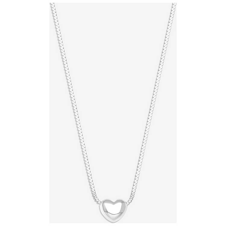 Simply Silver Puff Heart Threaded Chain Necklace  0
