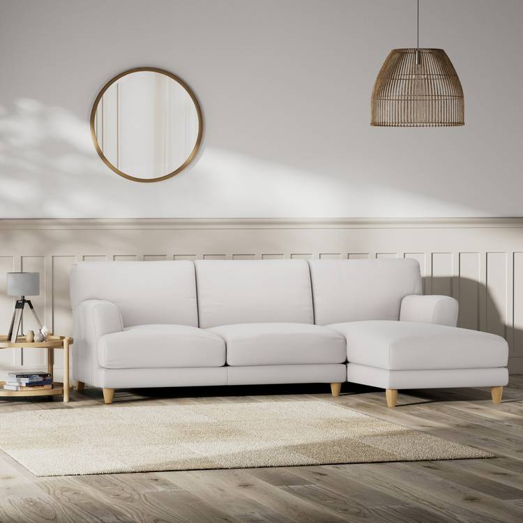 Habitat Askem Fabric Right Hand Corner Sofa -Natural-Ash Leg 0