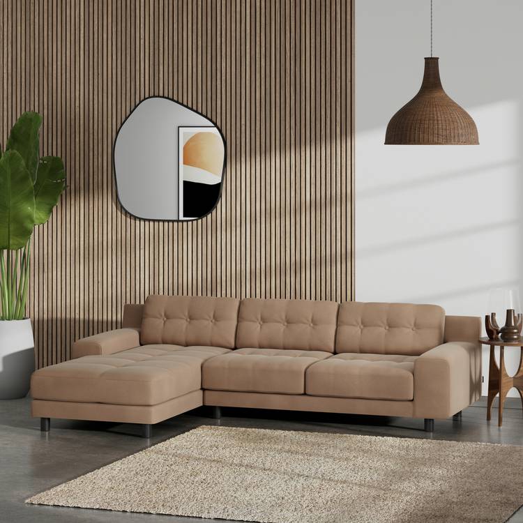 Habitat Hendricks Left Hand Corner Sofa - Latte - Black Leg 0