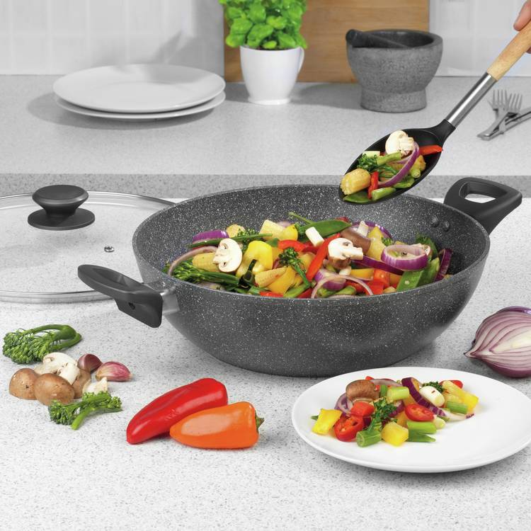 Salter Marblestone 30cm Easypour Family Pan 0