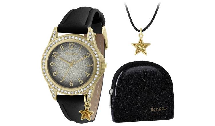 Tikkers Kids Necklace, Purse & Black Strap Watch Gift Set