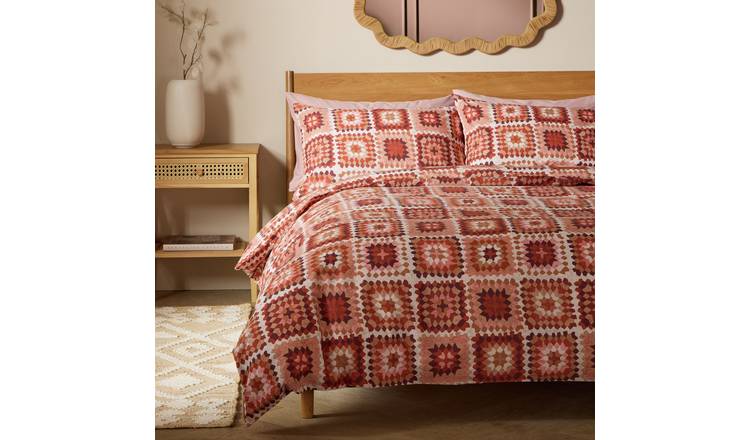 Habitat Autumnal Crochet Print Orange Bedding Set- King size