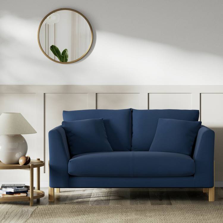 Habitat Aston Fabric 2 Seater Sofa - Navy Blue - Ash Leg 0