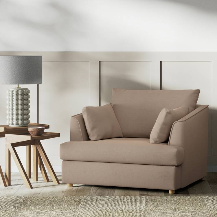 Habitat Holmfirth Fabric Cuddle Chair - Biscuit 0